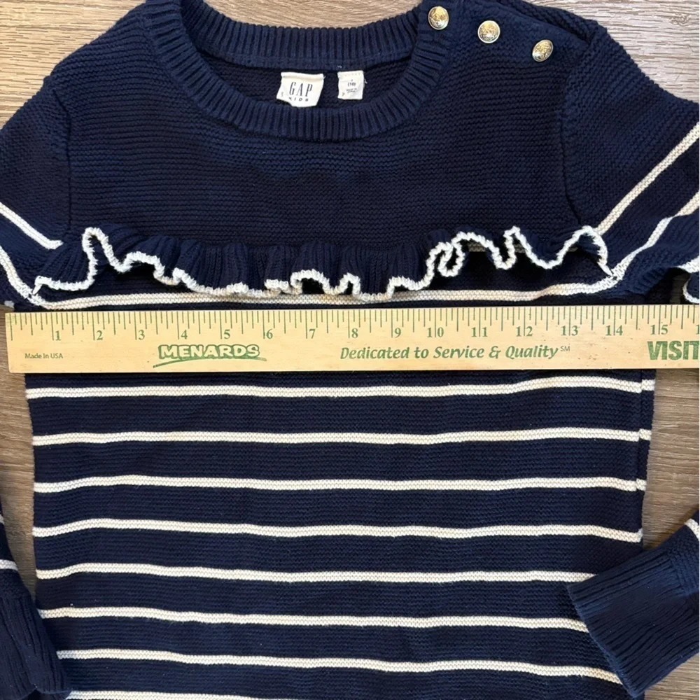 GAP Kids Navy and White Striped Dress Sz 10 Preppy Classic Sailorcore Cozy EUC‌‌
